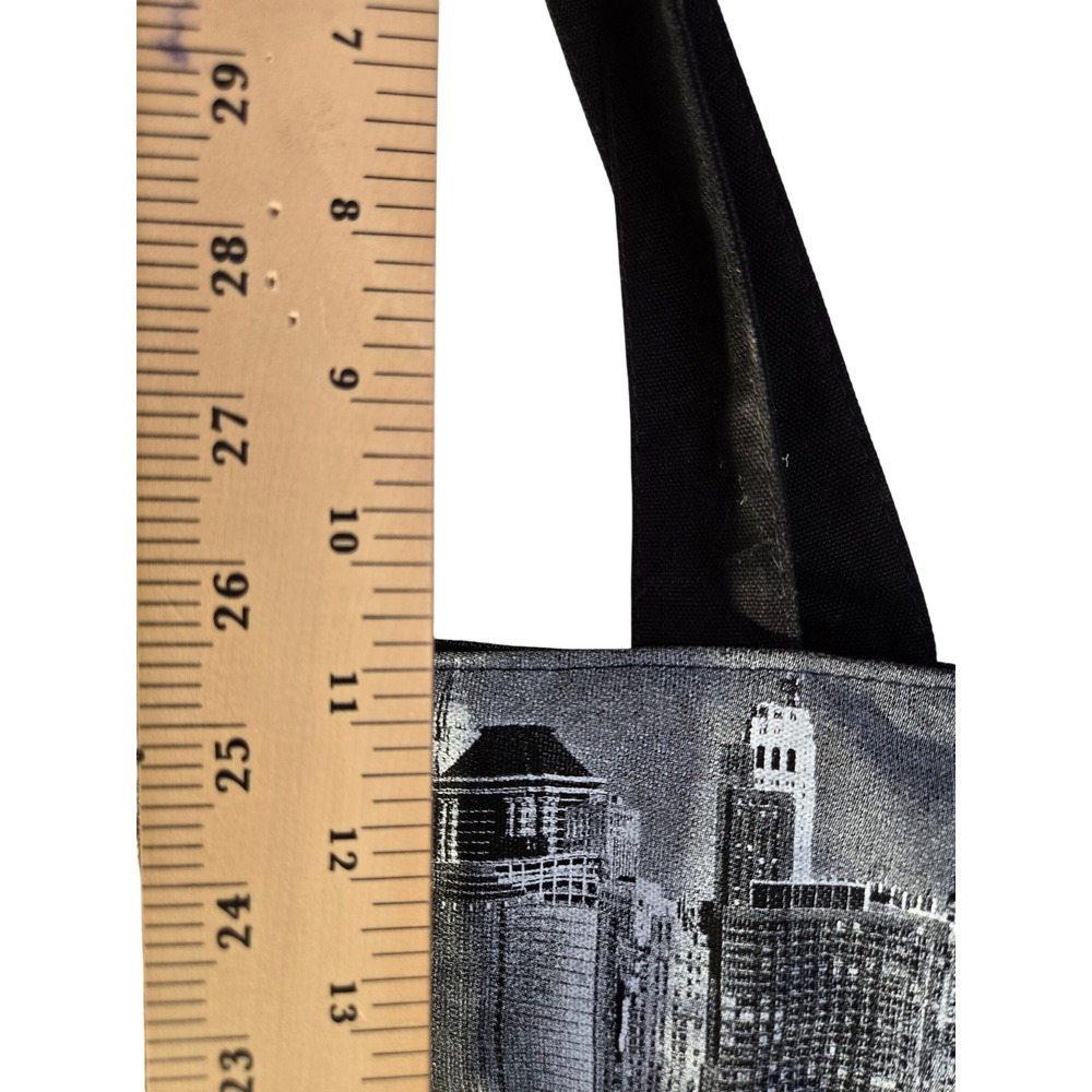Robin Ruth New York Statue of Liberty Canvas Tote Bag Black Teal NYC Skyline - Picture 10 of 10
